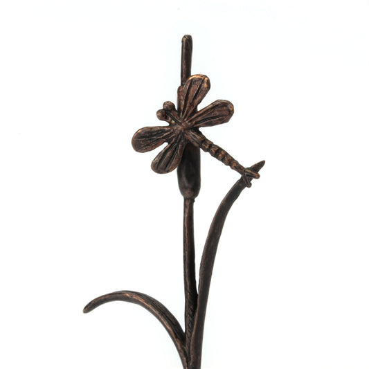 Dragonfly on Reed Bronze Sculpture