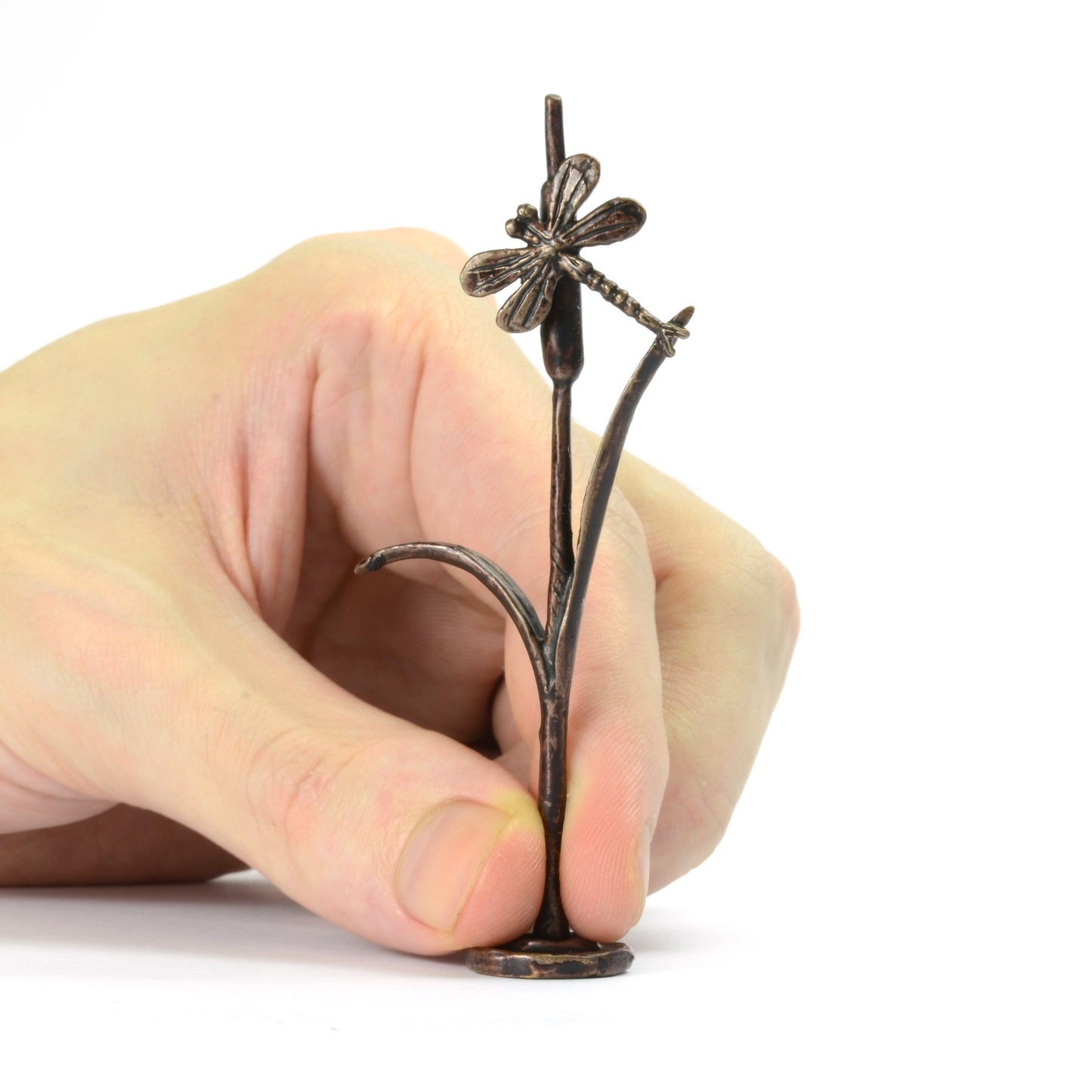 Dragonfly on Reed Bronze Sculpture