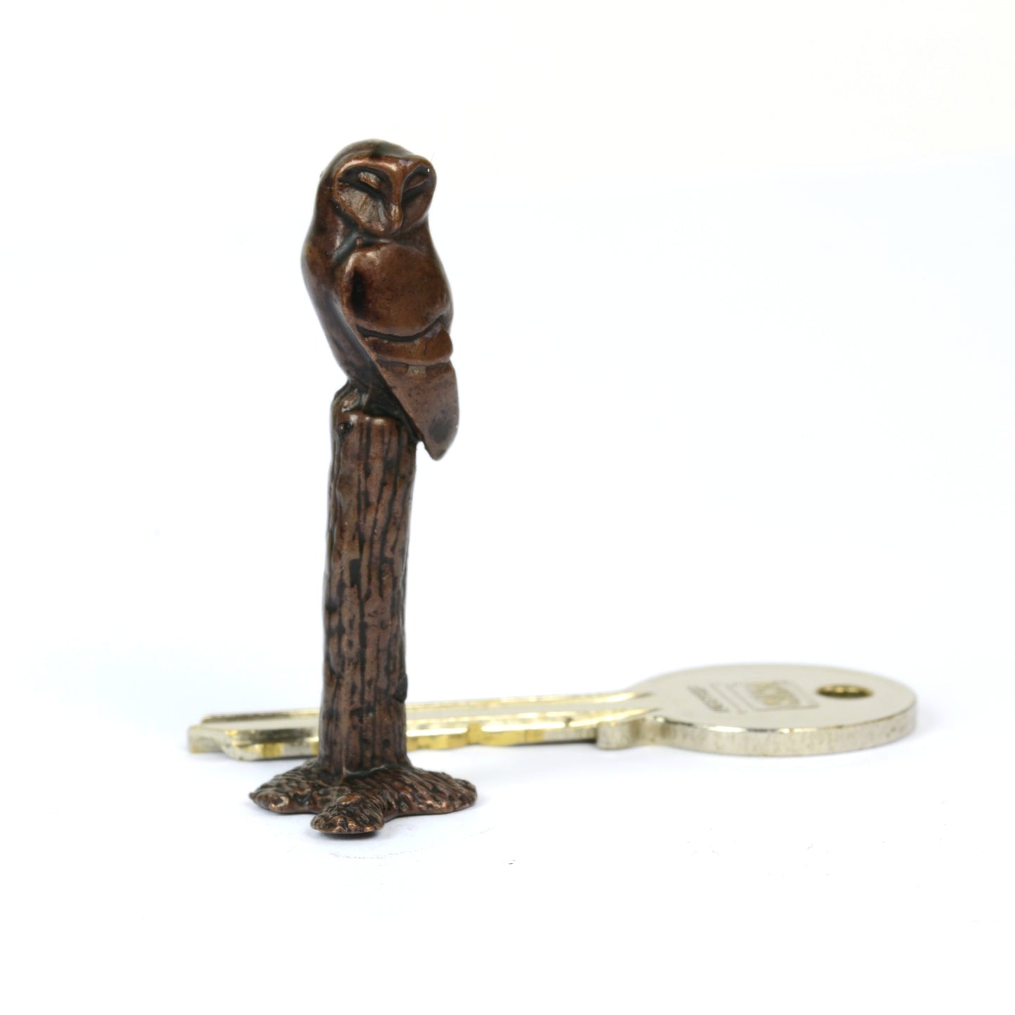 Perching Barn Owl Bronze Sculpture
