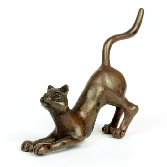 Stretching Cat Bronze Sculpture