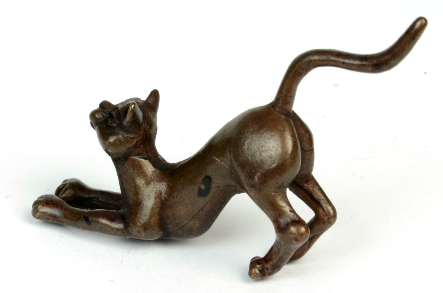 Stretching Cat Bronze Sculpture