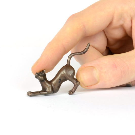 Stretching Cat Bronze Sculpture